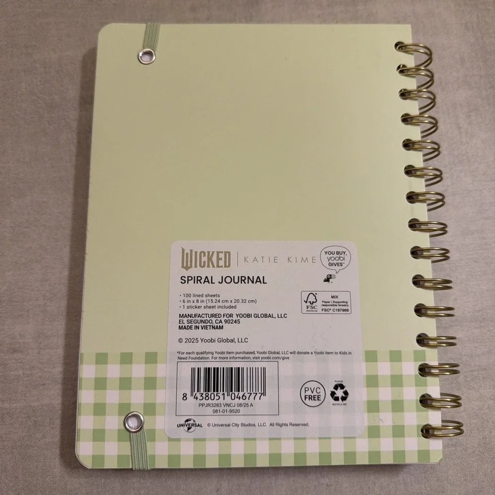 Wicked Katie Kime Spiral Journal Notebook 100 Lined Sheets with Elphaba